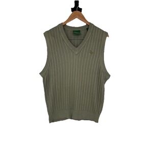 Bobby Jones Mens Silk Ribbed Sweater Vest Large‎ Sage Green Stretch Luxury Golf